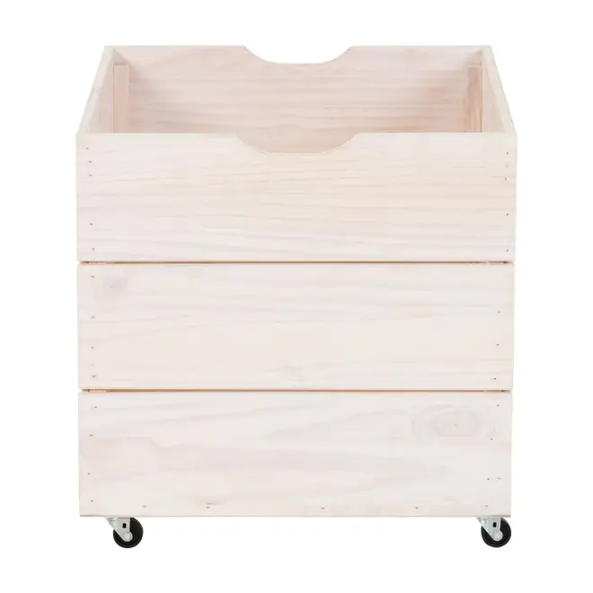 CAIXA ORGANIZADORA COM RODÍZIOS 50 CM X 50 CM X 60 CM WOOD - BRANCO LAVADO - Foto 1