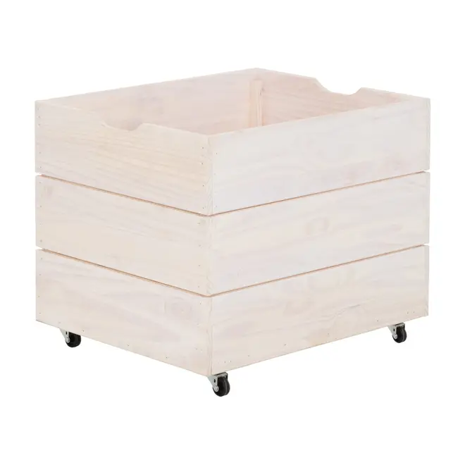 CAIXA ORGANIZADORA COM RODÍZIOS 50 CM X 50 CM X 60 CM WOOD - BRANCO LAVADO - Foto 2
