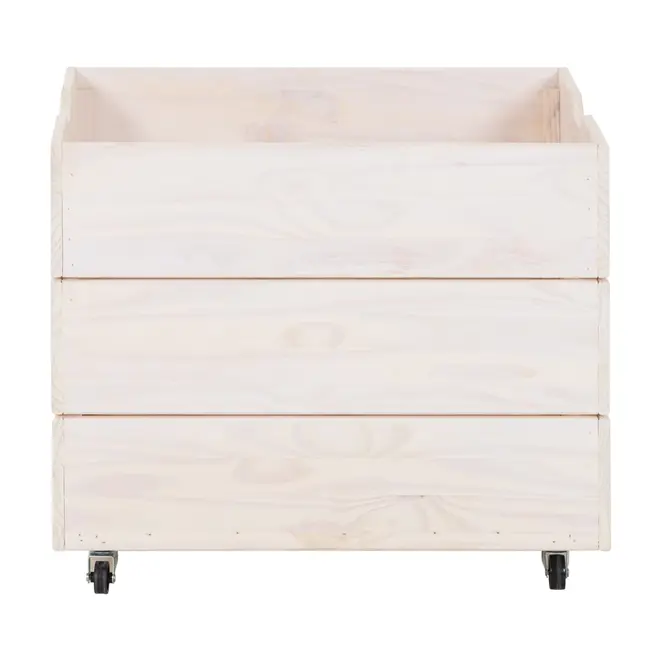 CAIXA ORGANIZADORA COM RODÍZIOS 50 CM X 50 CM X 60 CM WOOD - BRANCO LAVADO - Foto 3