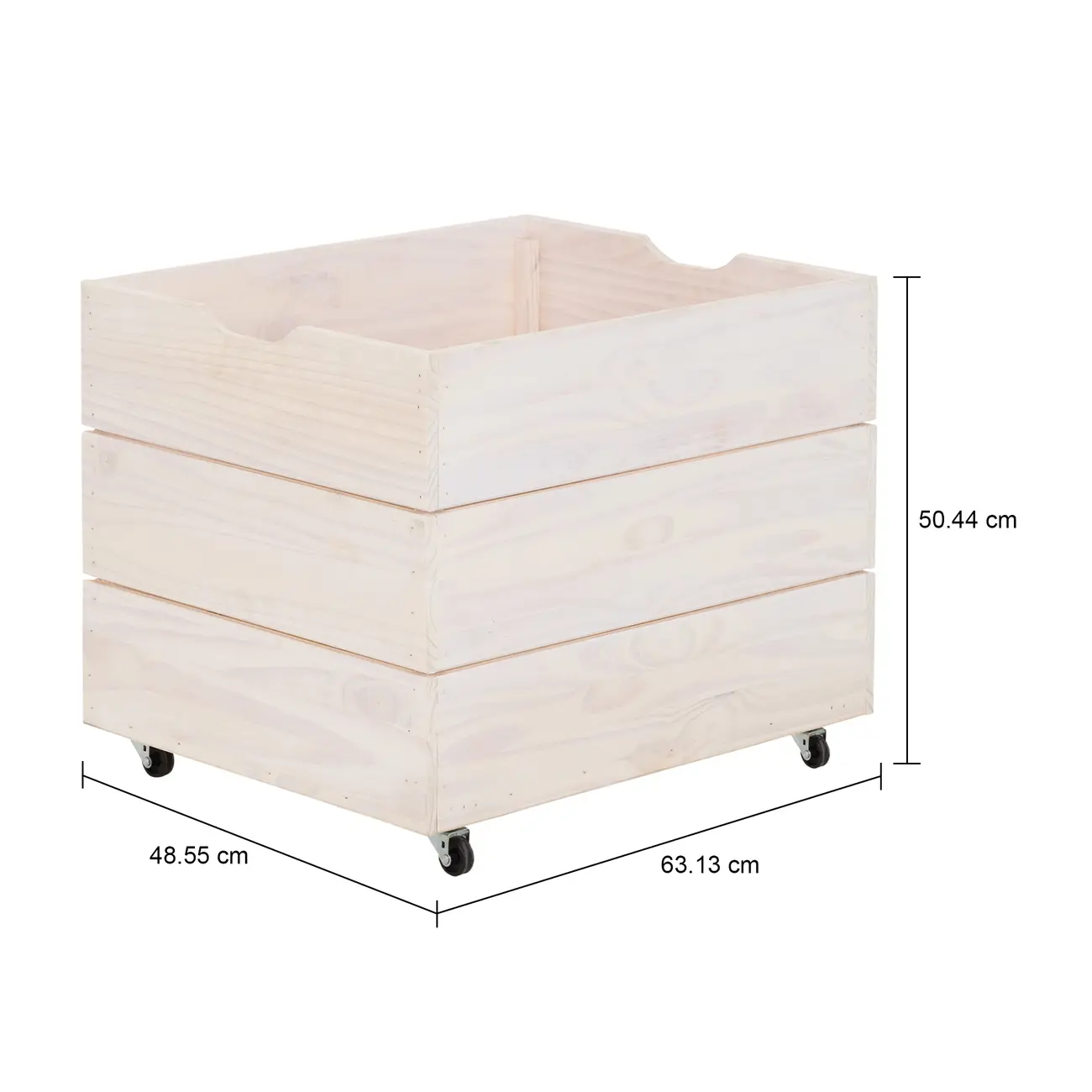 CAIXA ORGANIZADORA COM RODÍZIOS 50 CM X 50 CM X 60 CM WOOD - BRANCO LAVADO - Foto 6