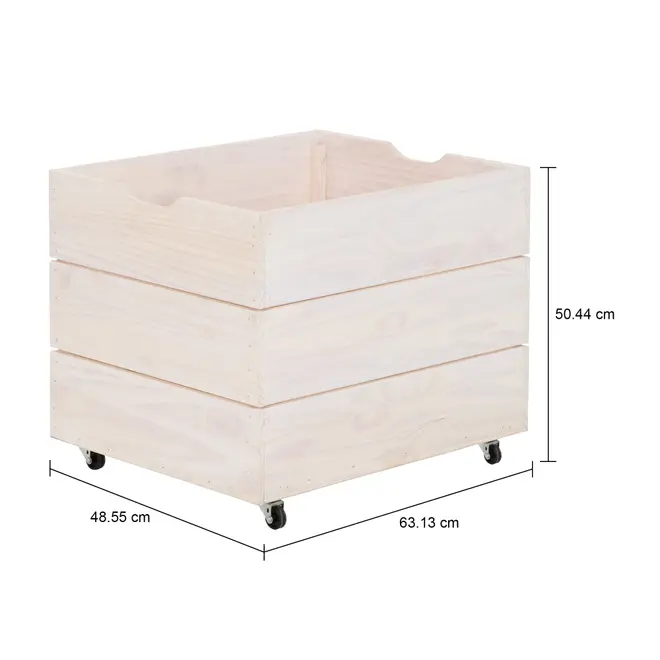 CAIXA ORGANIZADORA COM RODÍZIOS 50 CM X 50 CM X 60 CM WOOD - BRANCO LAVADO - Foto 6