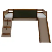 CAMA DE SOLTEIRO COM ESCORREGADOR E ESCALADA 78 CM GARATUJA - CAMELO/MUSGO - Foto 1