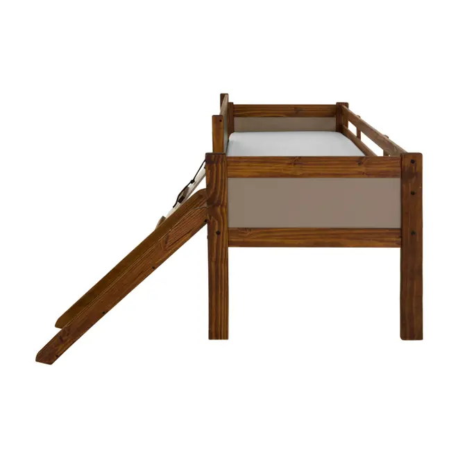 CAMA DE SOLTEIRO COM ESCORREGADOR E ESCALADA 78 CM GARATUJA - CAMELO/MUSGO - Foto 3