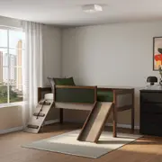 CAMA DE SOLTEIRO COM ESCORREGADOR E ESCALADA 78 CM GARATUJA - CAMELO/MUSGO - Foto 11