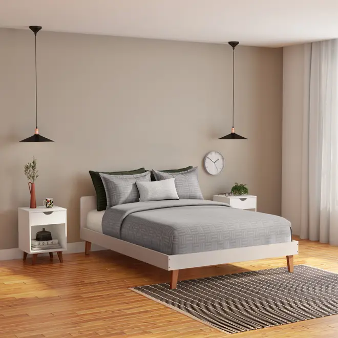 CAMA DE CASAL 1,38 M LIN - BEGE/NOZES - Foto 8