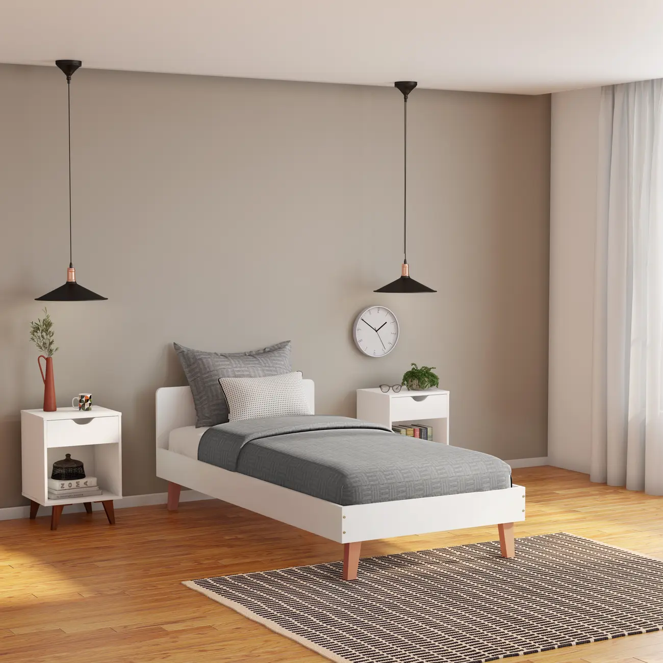 CAMA DE SOLTEIRO 88 CM LIN - BRANCO/NOZES - Foto 8