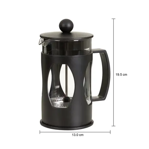 Imagem com medidas do produto CAFETEIRA PRENSA FRANCESA 600 ML GRANO