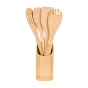 KIT UTENSÍLIOS 4 PEÇAS COM SUPORTE BAMBUS I - NATURAL - Foto 1