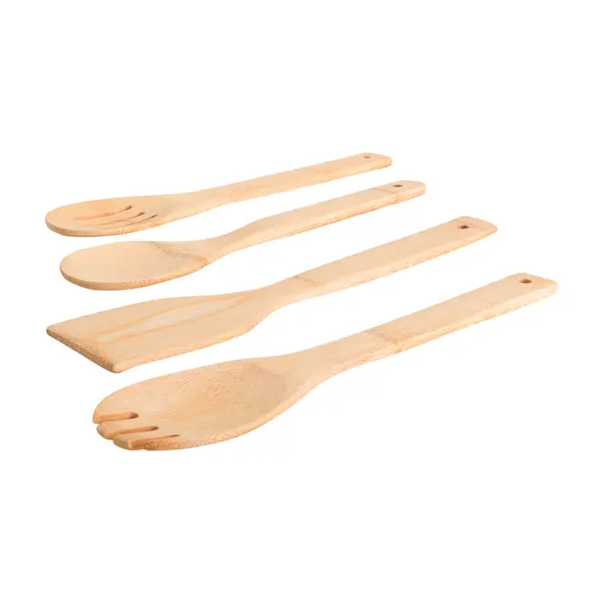 KIT UTENSÍLIOS 4 PEÇAS COM SUPORTE BAMBUS I - NATURAL - Foto 4