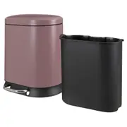 LIXEIRA COM PEDAL 5 L DISCART - RUBI MOCHA/PRETO - Foto 6