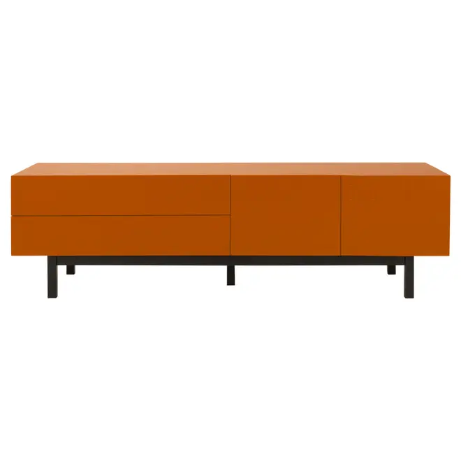 RACK 2 PORTAS/2 GAVETAS 1,90 M X 40 CM POINT - TERRACOTA/PRETO - Foto 1