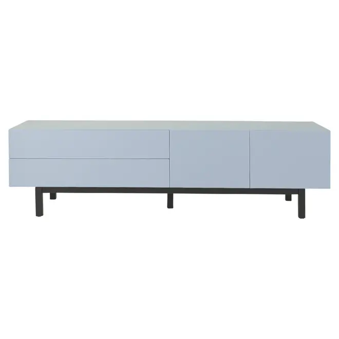 RACK 2 PORTAS/2 GAVETAS 1,90 M X 40 CM POINT - AZUL CLARO/PRETO - Foto 1