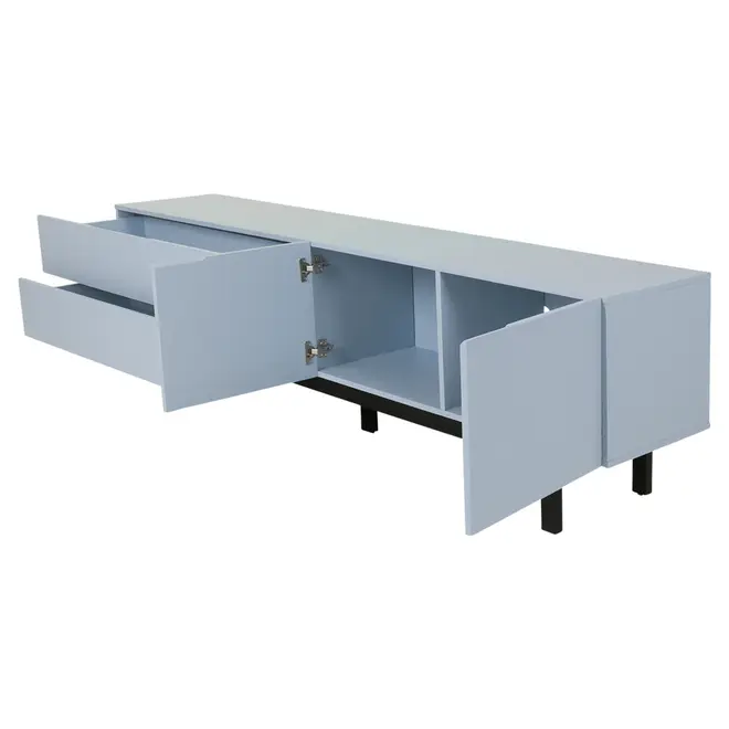 RACK 2 PORTAS/2 GAVETAS 1,90 M X 40 CM POINT - AZUL CLARO/PRETO - Foto 5
