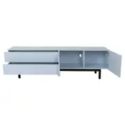 RACK 2 PORTAS/2 GAVETAS 1,90 M X 40 CM POINT - AZUL CLARO/PRETO - Foto 6