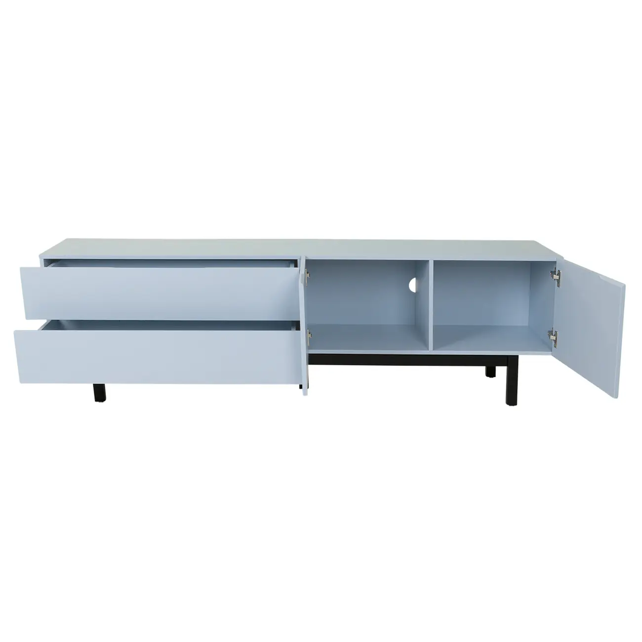 RACK 2 PORTAS/2 GAVETAS 1,90 M X 40 CM POINT - AZUL CLARO/PRETO - Foto 6