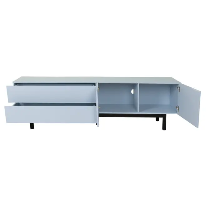 RACK 2 PORTAS/2 GAVETAS 1,90 M X 40 CM POINT - AZUL CLARO/PRETO - Foto 6