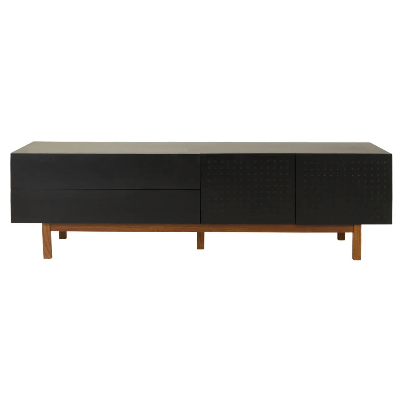 RACK 2 PORTAS/2 GAVETAS 1,90 M X 40 CM POINT - PRETO/NOZES - Foto 1