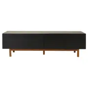 RACK 2 PORTAS/2 GAVETAS 1,90 M X 40 CM POINT - PRETO/NOZES - Foto 1
