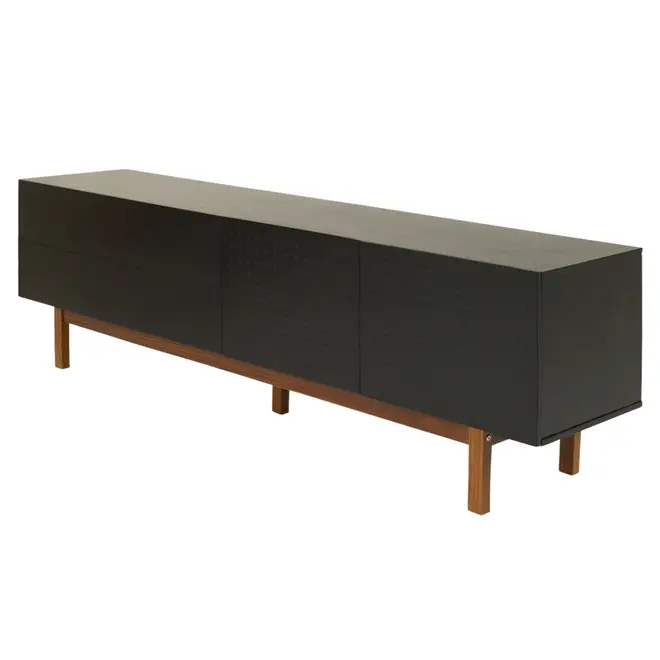 RACK 2 PORTAS/2 GAVETAS 1,90 M X 40 CM POINT - PRETO/NOZES - Foto 2
