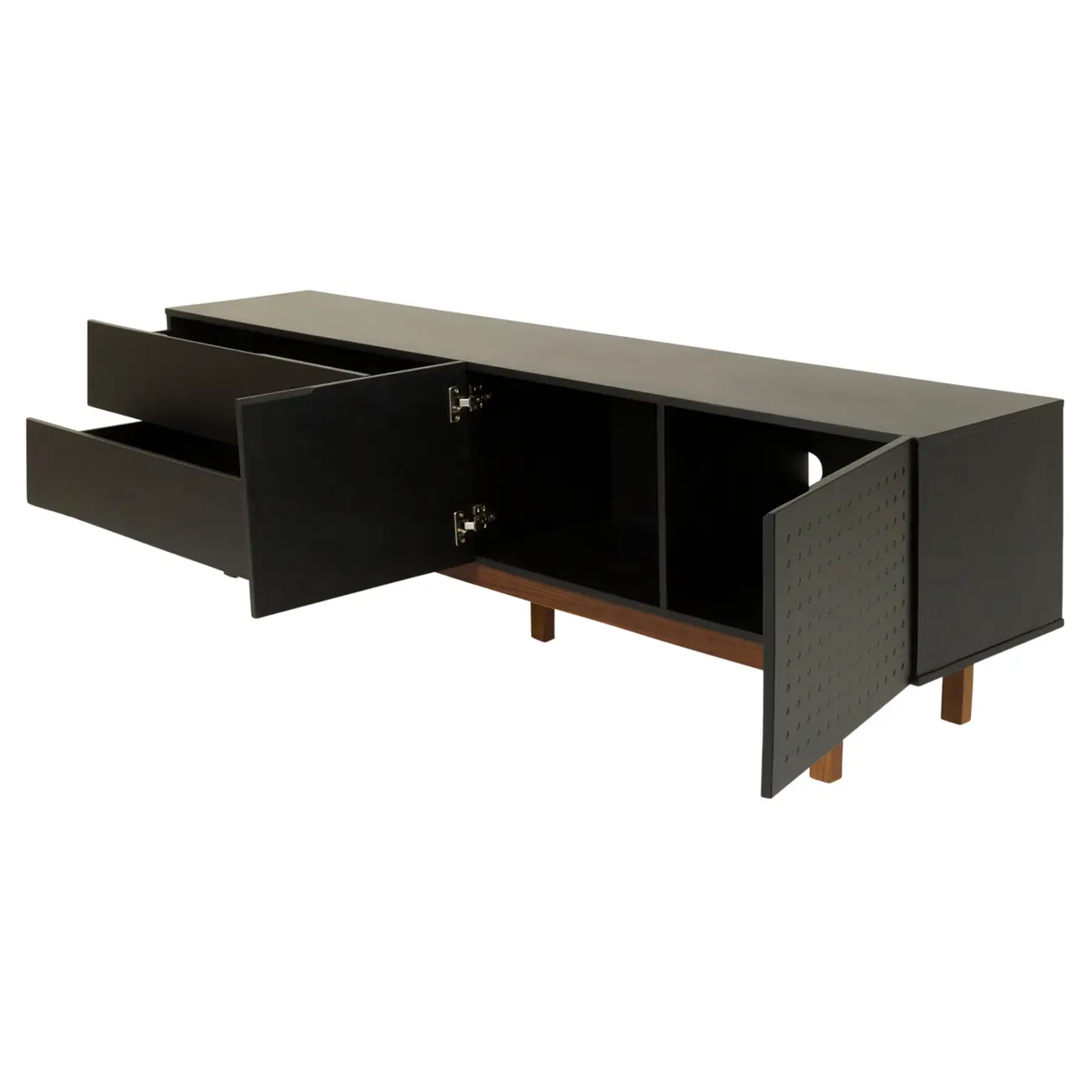 RACK 2 PORTAS/2 GAVETAS 1,90 M X 40 CM POINT - PRETO/NOZES - Foto 3