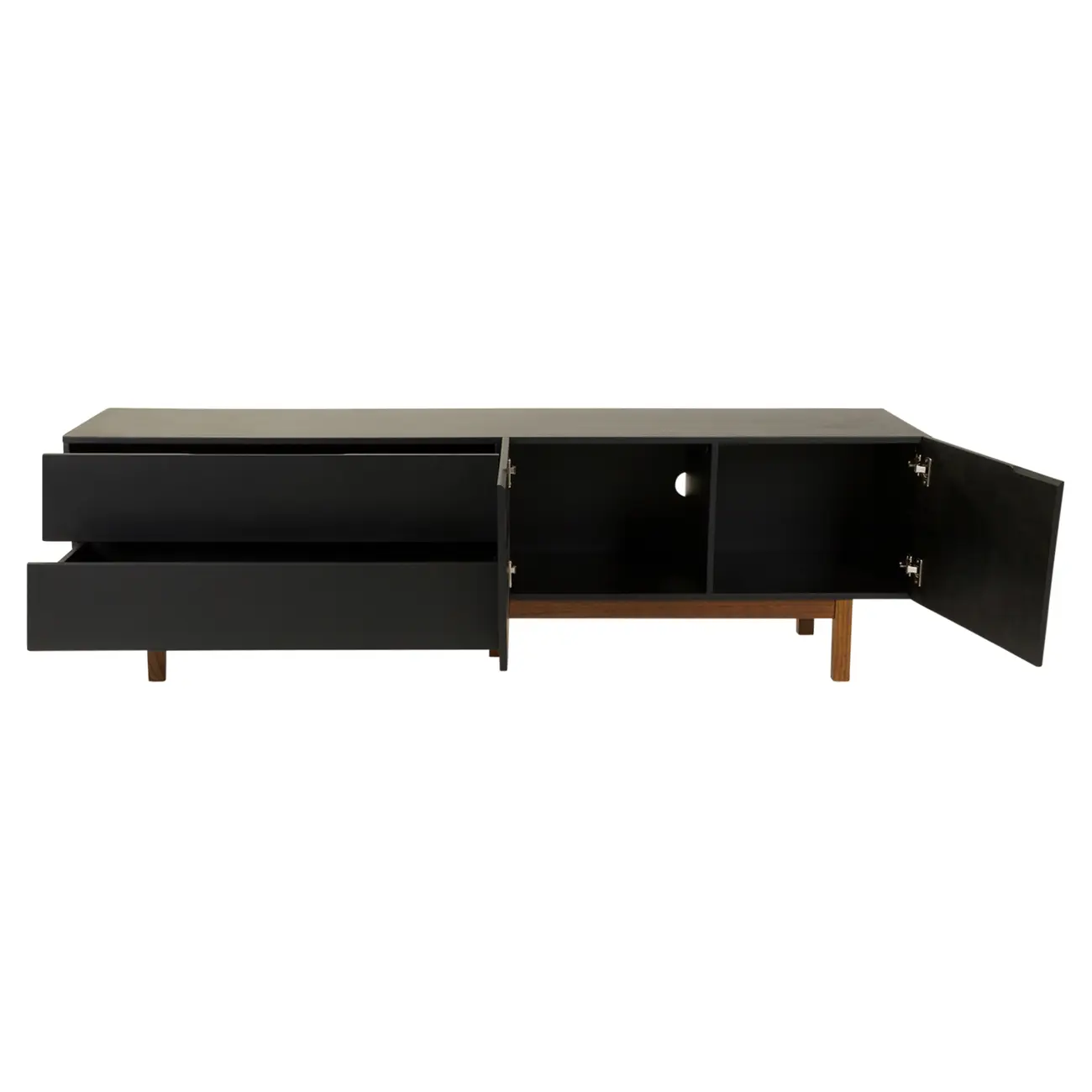 RACK 2 PORTAS/2 GAVETAS 1,90 M X 40 CM POINT - PRETO/NOZES - Foto 4
