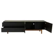 RACK 2 PORTAS/2 GAVETAS 1,90 M X 40 CM POINT - PRETO/NOZES - Foto 4