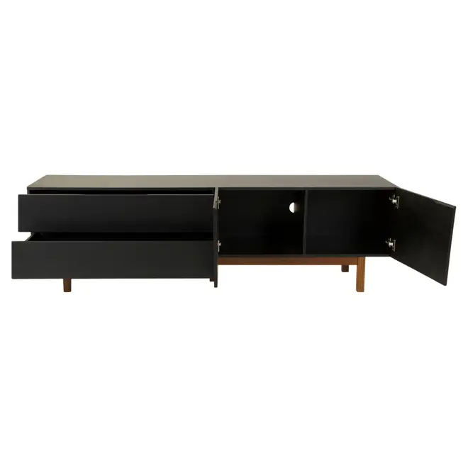 RACK 2 PORTAS/2 GAVETAS 1,90 M X 40 CM POINT - PRETO/NOZES - Foto 4