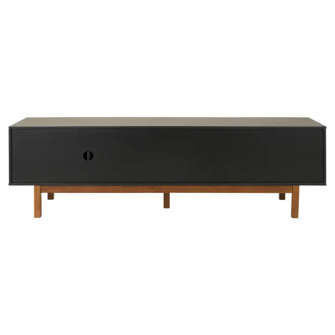 RACK 2 PORTAS/2 GAVETAS 1,90 M X 40 CM POINT - PRETO/NOZES - Foto 6