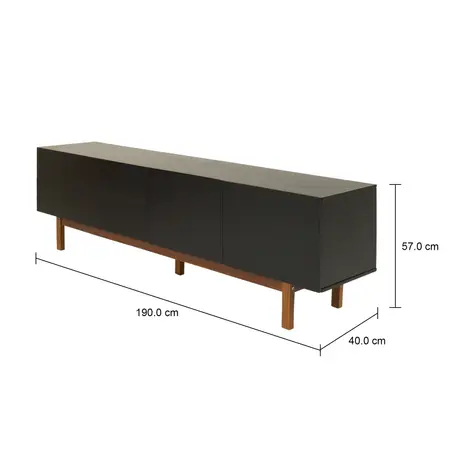 Imagem com medidas do produto RACK 2 PORTAS/2 GAVETAS 1,90 M X 40 CM POINT