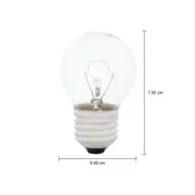 LÂMPADA INCANDESCENTE BOLINHA CLARA 40W E27 220V LUZ AMARELA TASCHIBRA - INCOLOR - Foto 2