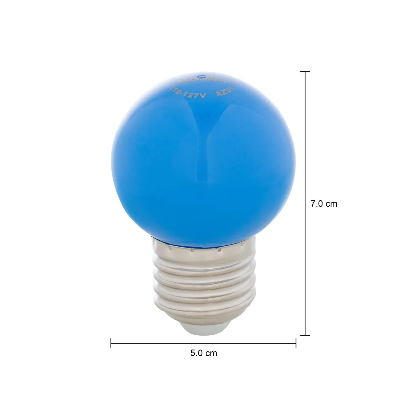 LÂMPADA LED BOLINHA AZUL 1W E27 127V TASCHIBRA - AZUL - Foto 2