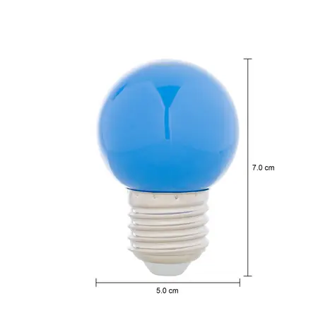 Imagem com medidas do produto LÂMPADA LED BOLINHA AZUL 1W E27 220V TASCHIBRA