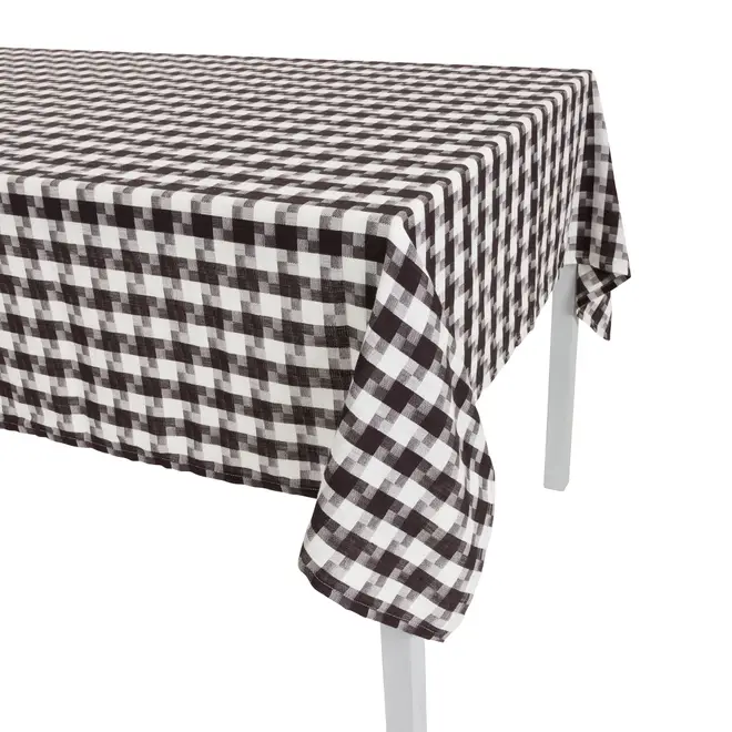 TOALHA DE MESA 1,40 M X 2,20 M PIED DE POULE - PRETO/BRANCO - Foto 3