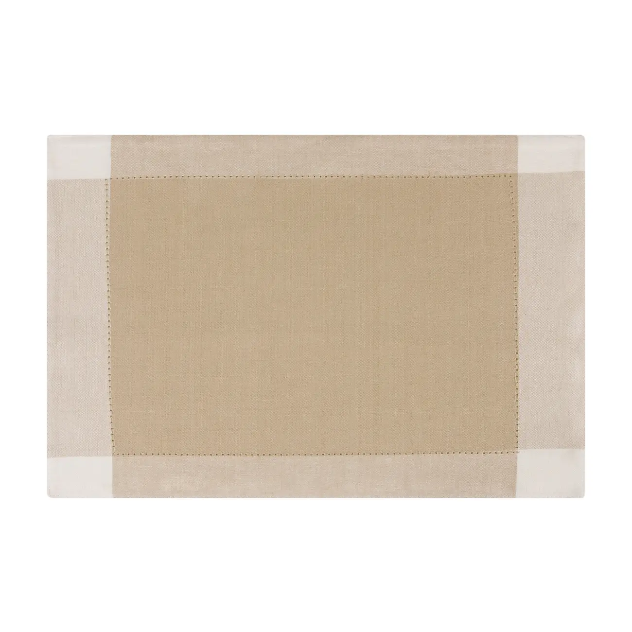 LUGAR AMERICANO TECIDO 33 CM X 48 CM CÁDIZ - BRANCO/NATURAL - Foto 1
