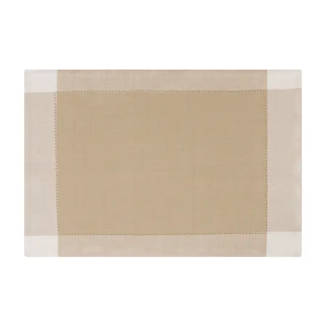 LUGAR AMERICANO TECIDO 33 CM X 48 CM CÁDIZ - BRANCO/NATURAL - Foto 1