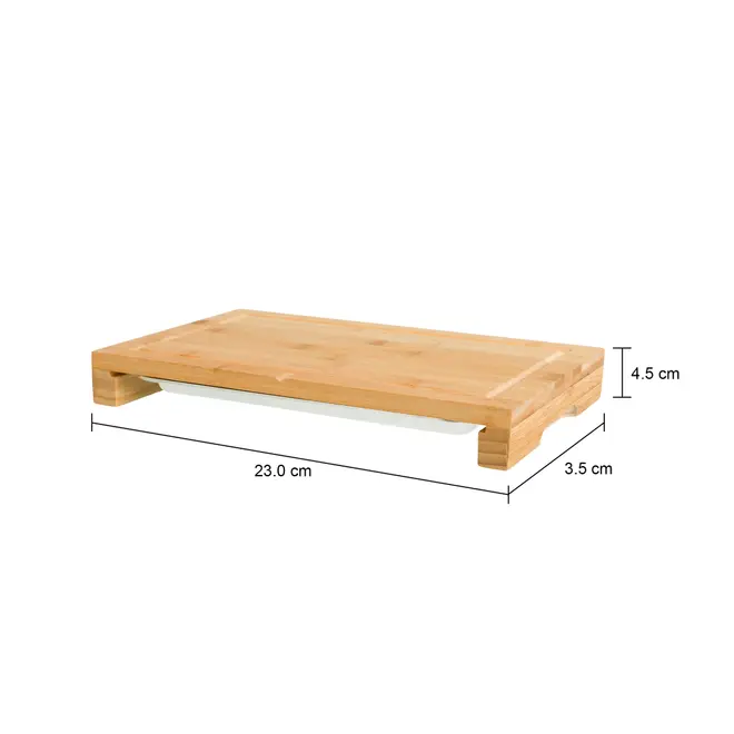TÁBUA COM BANDEJA 35 CM X 22 CM BAMBOO - NATURAL/INOX - Foto 6
