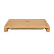 TÁBUA COM BANDEJA 35 CM X 22 CM BAMBOO - NATURAL/INOX - Foto 1