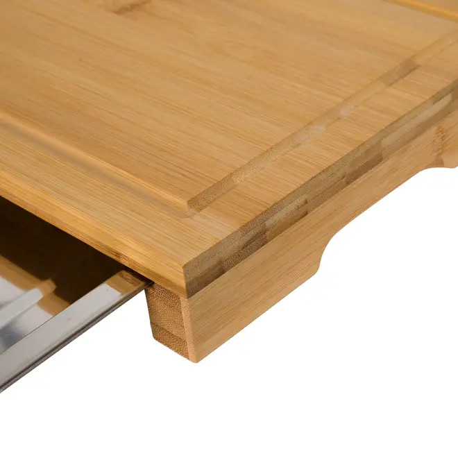TÁBUA COM BANDEJA 35 CM X 22 CM BAMBOO - NATURAL/INOX - Foto 5