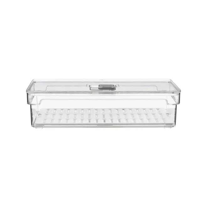 ORGANIZADOR COM TAMPA 30 CM X 15 CM PRACTICAL FRIDGE - INCOLOR/BRANCO - Foto 1