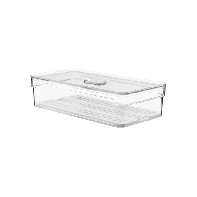 ORGANIZADOR COM TAMPA 30 CM X 15 CM PRACTICAL FRIDGE - INCOLOR/BRANCO - Foto 2