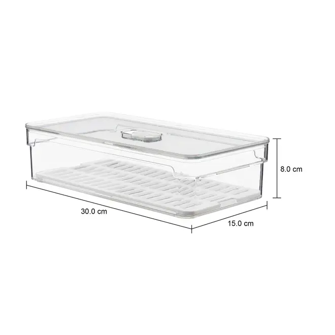ORGANIZADOR COM TAMPA 30 CM X 15 CM PRACTICAL FRIDGE - INCOLOR/BRANCO - Foto 9