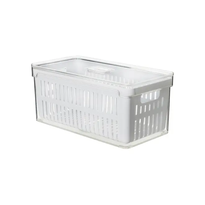 CESTO ORGANIZADOR COM TAMPA PRACTICAL FRIDGE - INCOLOR/BRANCO - Foto 2