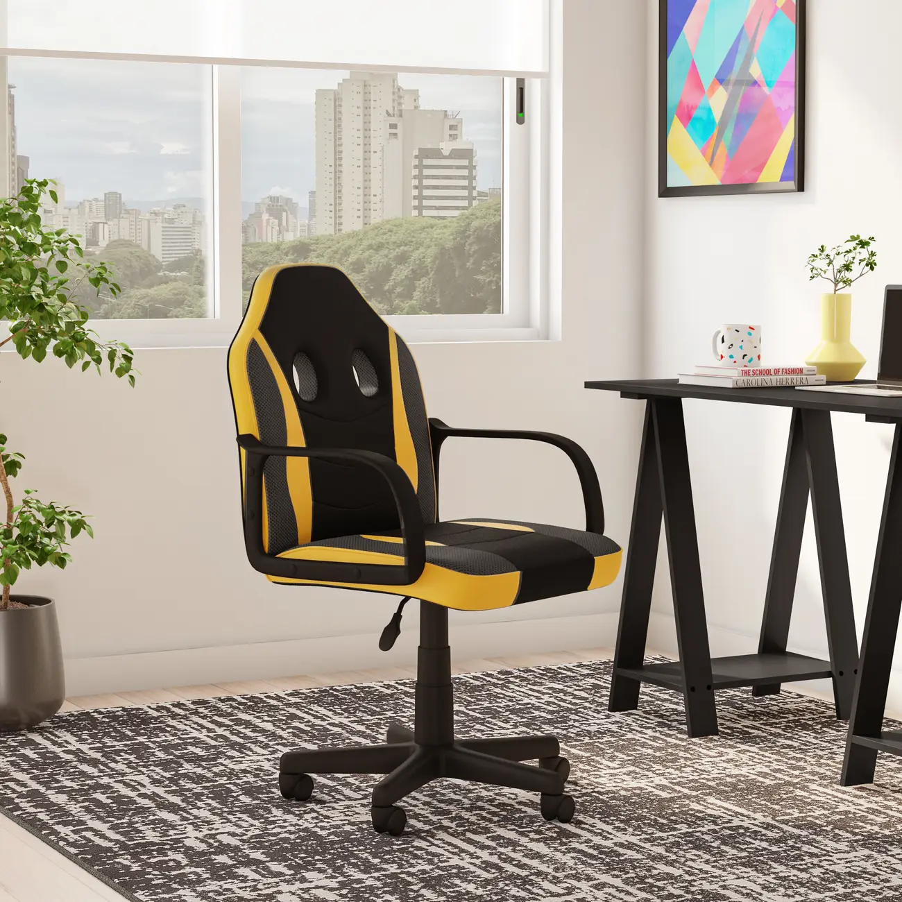 CADEIRA GAMER TEEN SPEEDY - PRETO/AMARELO - Foto 13