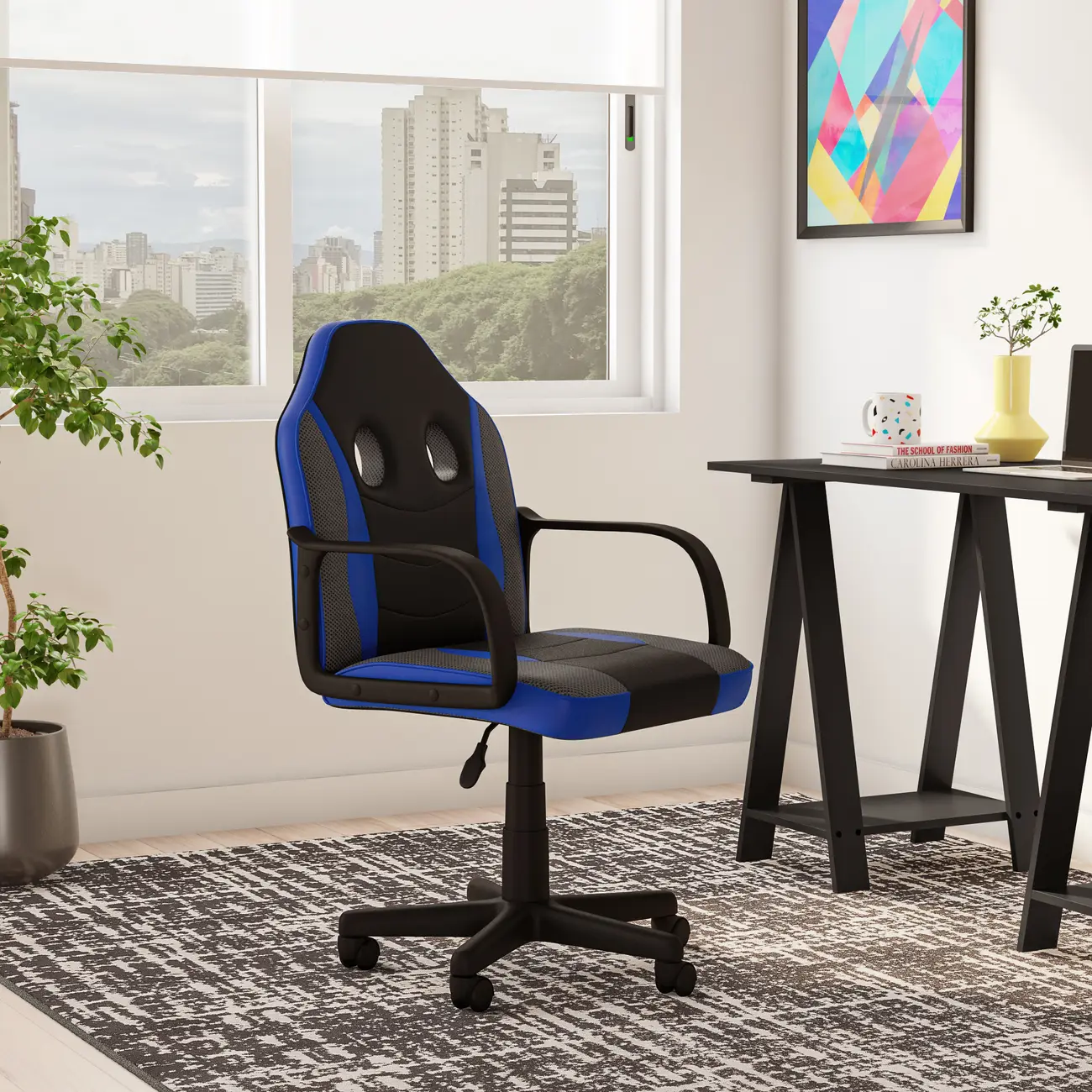 CADEIRA GAMER TEEN SPEEDY - PRETO/AZUL ESCURO - Foto 12