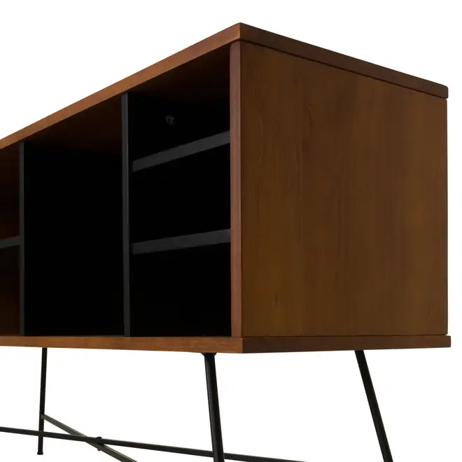 RACK 1,20 M X 36 CM MID CENTURY - PRETO/NOZES - Foto 5