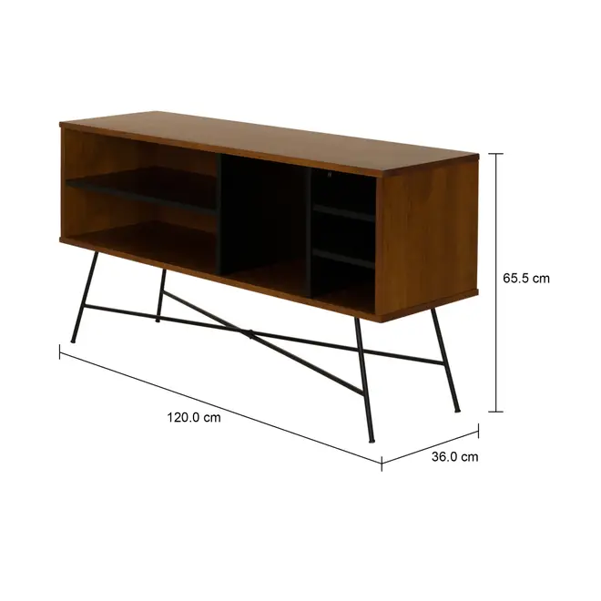 RACK 1,20 M X 36 CM MID CENTURY - PRETO/NOZES - Foto 8
