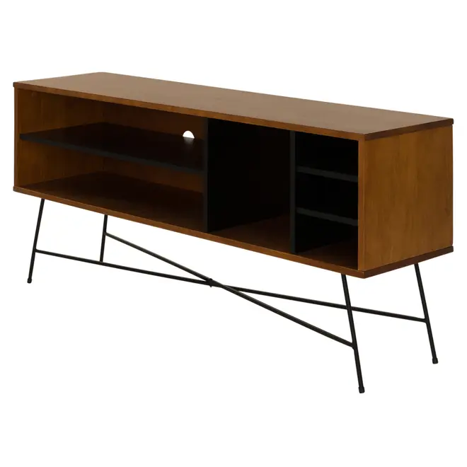 RACK 1,40 M X 36 CM MID CENTURY - PRETO/NOZES - Foto 2