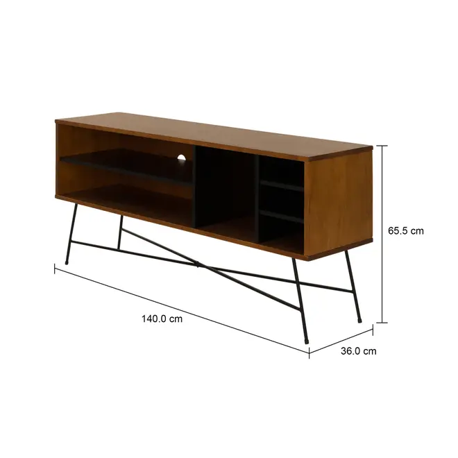 RACK 1,40 M X 36 CM MID CENTURY - PRETO/NOZES - Foto 8