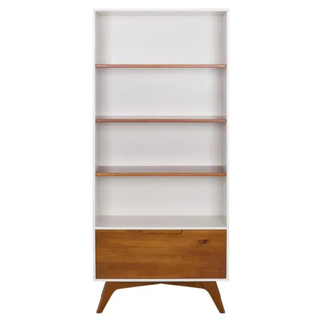ESTANTE 1 PORTA BASCULANTE 80 CM X 1,70 M ADAMS - BRANCO/NOZES - Foto 1