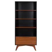 ESTANTE 1 PORTA BASCULANTE 80 CM X 1,70 M ADAMS - PRETO/NOZES - Foto 1